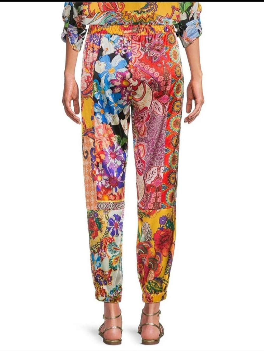 Johnny Was Multicolor Floral Patchwork Joggers